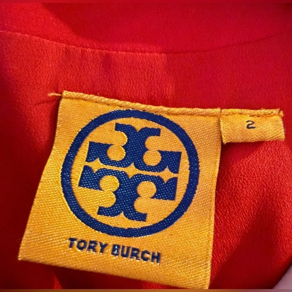 Tory Burch Raeca Dress Russian Red Silk Ruffle Sheath Size 2 Like New